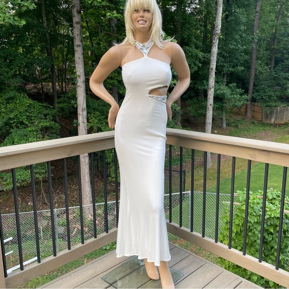 Jovani white halter formal dress size 2
